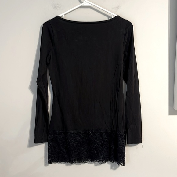 White House black market long sleeve black top with lace detail size small - Picture 3 of 5
